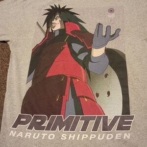 Primitive x Naruto Shippuden Graphic Tee - Grey with Red Character